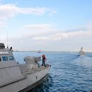 Артиллерийские катера вышли навстречу военным кораблям "Донбасс" и "Корец" Артиллерийские катера вышли навстречу военным кораблям "Донбасс" и "Корец"